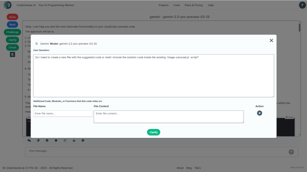 Clarify screen